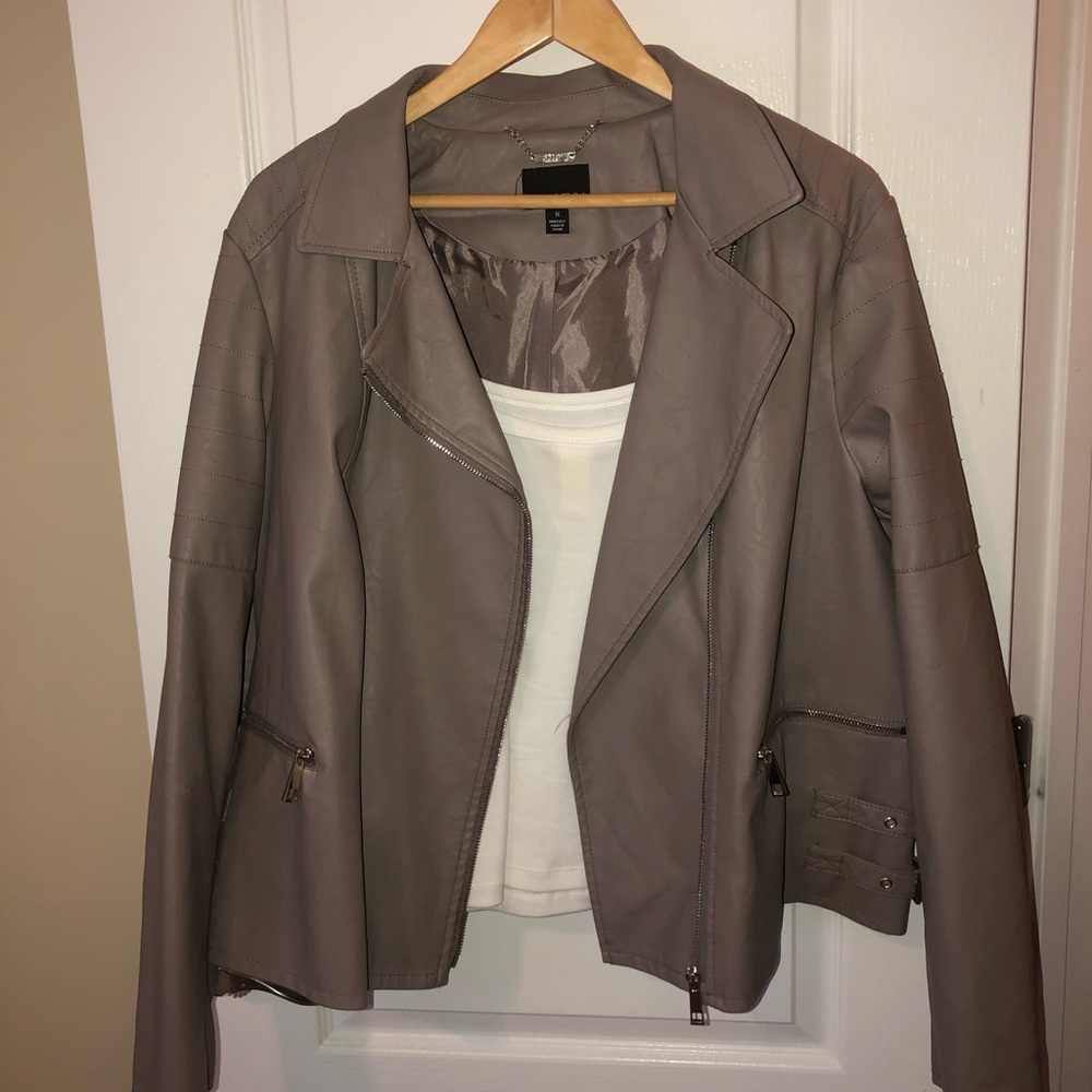 A.N.A Faux Beige Leather Jacket 1X
